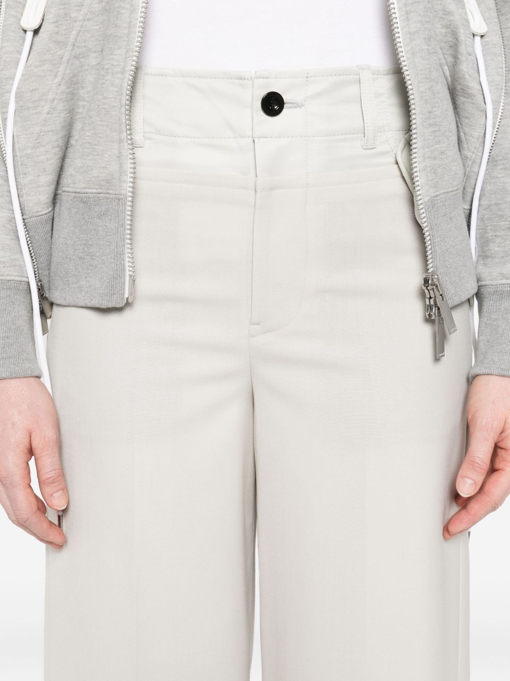 Sacai Adjustable-waist Flap-pocket Trousers In White