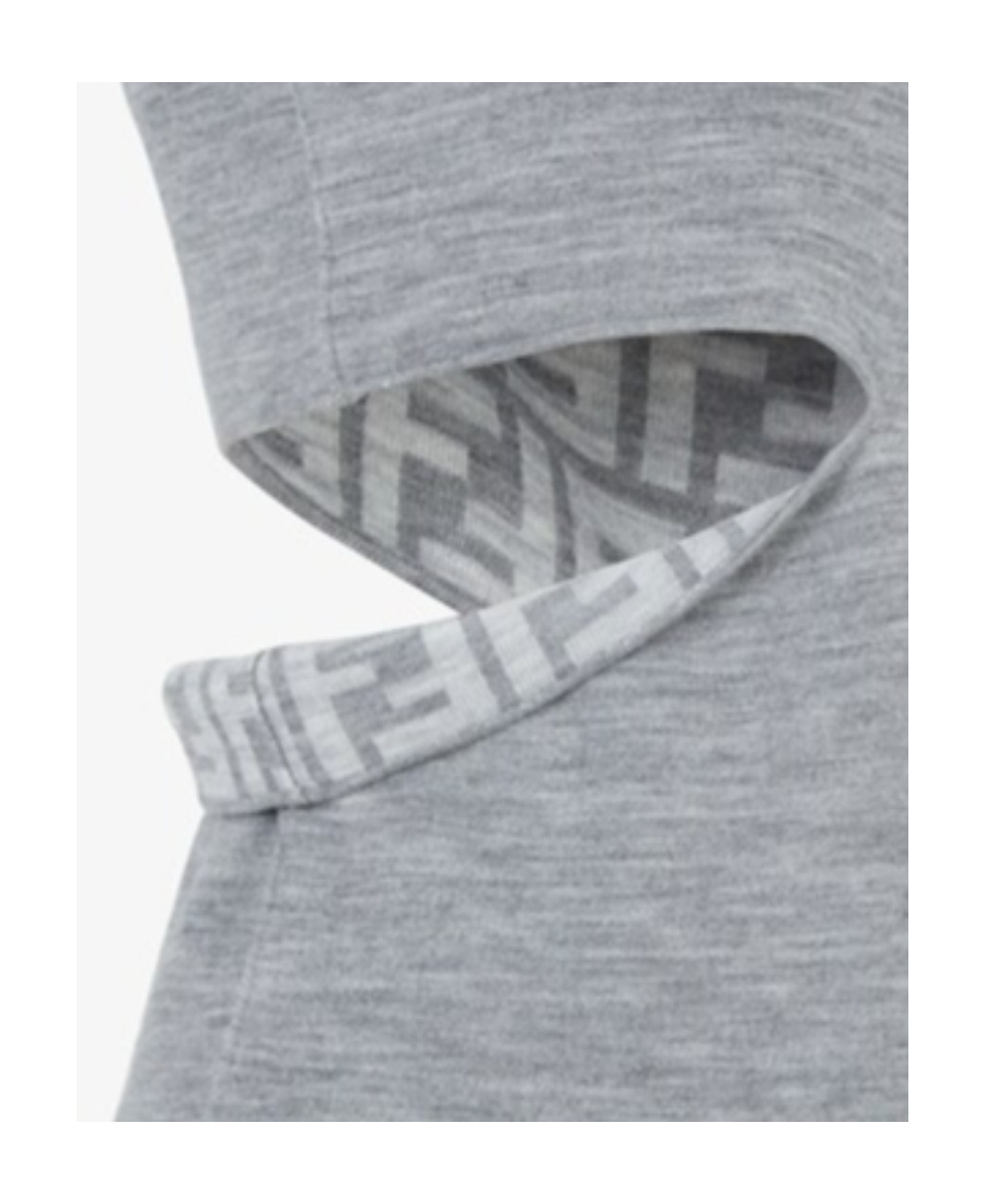 Fendi Sleeveless Wool Top With Unique Cut-out Detail In Gray