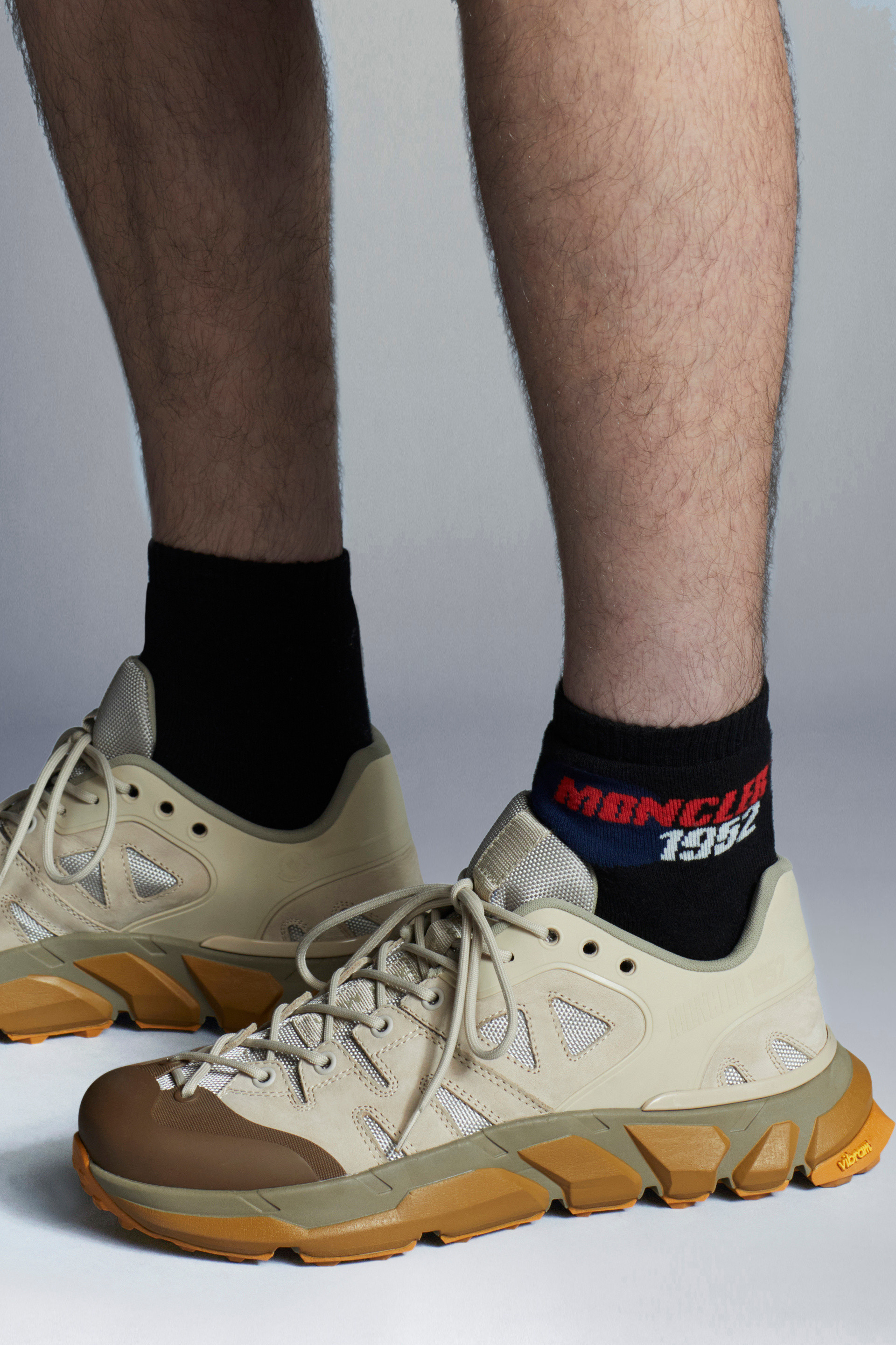 Moncler Patterned Cotton Socks In Black