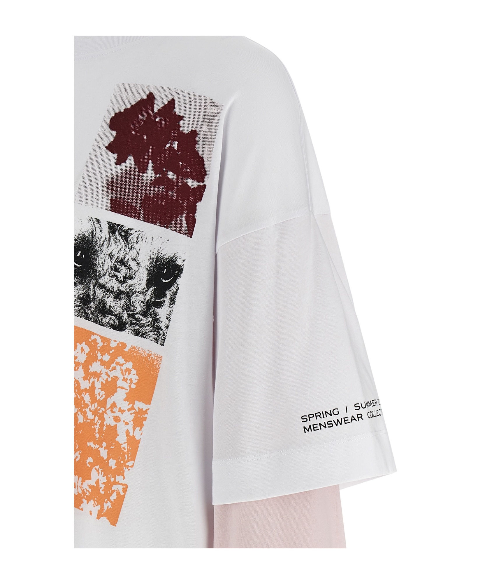 Dries Van Noten Hemmings Printed Double-sleeved T-shirt In White