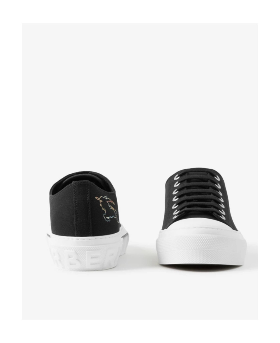 Burberry Check Ekd Lace-up Sneakers In White