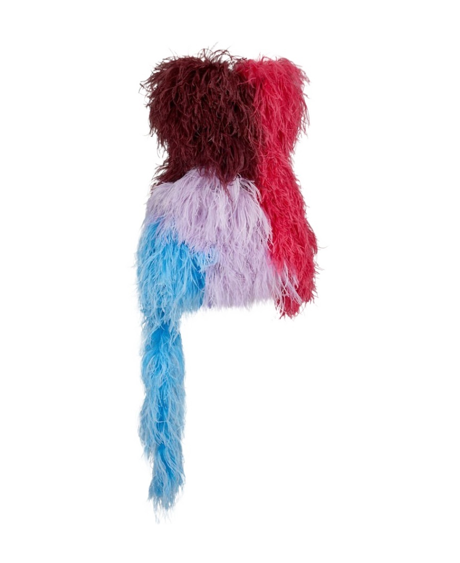 Attico Keri Feathers Mini Dress In Multicolor