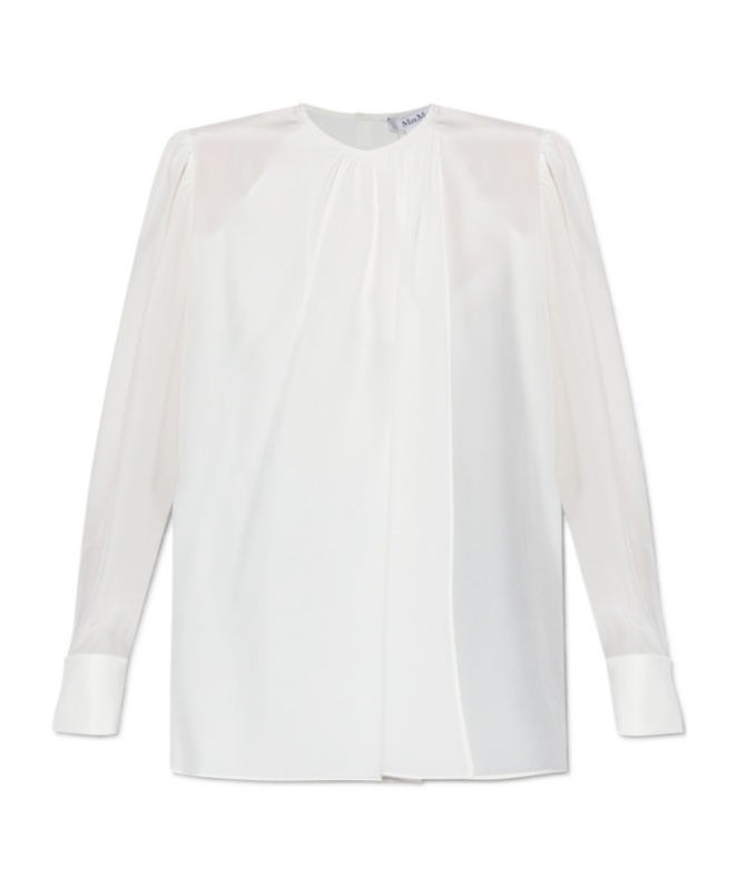 Max Mara Long-sleeved Pure Silk Georgette Shirt