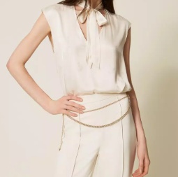 Twinset Satin Blouse In Neutral