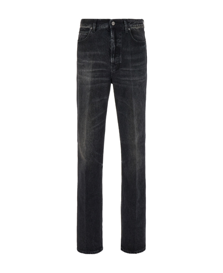 Ferragamo Denim Jeans Waist Loops Pockets Stonewashed Cotton In Black