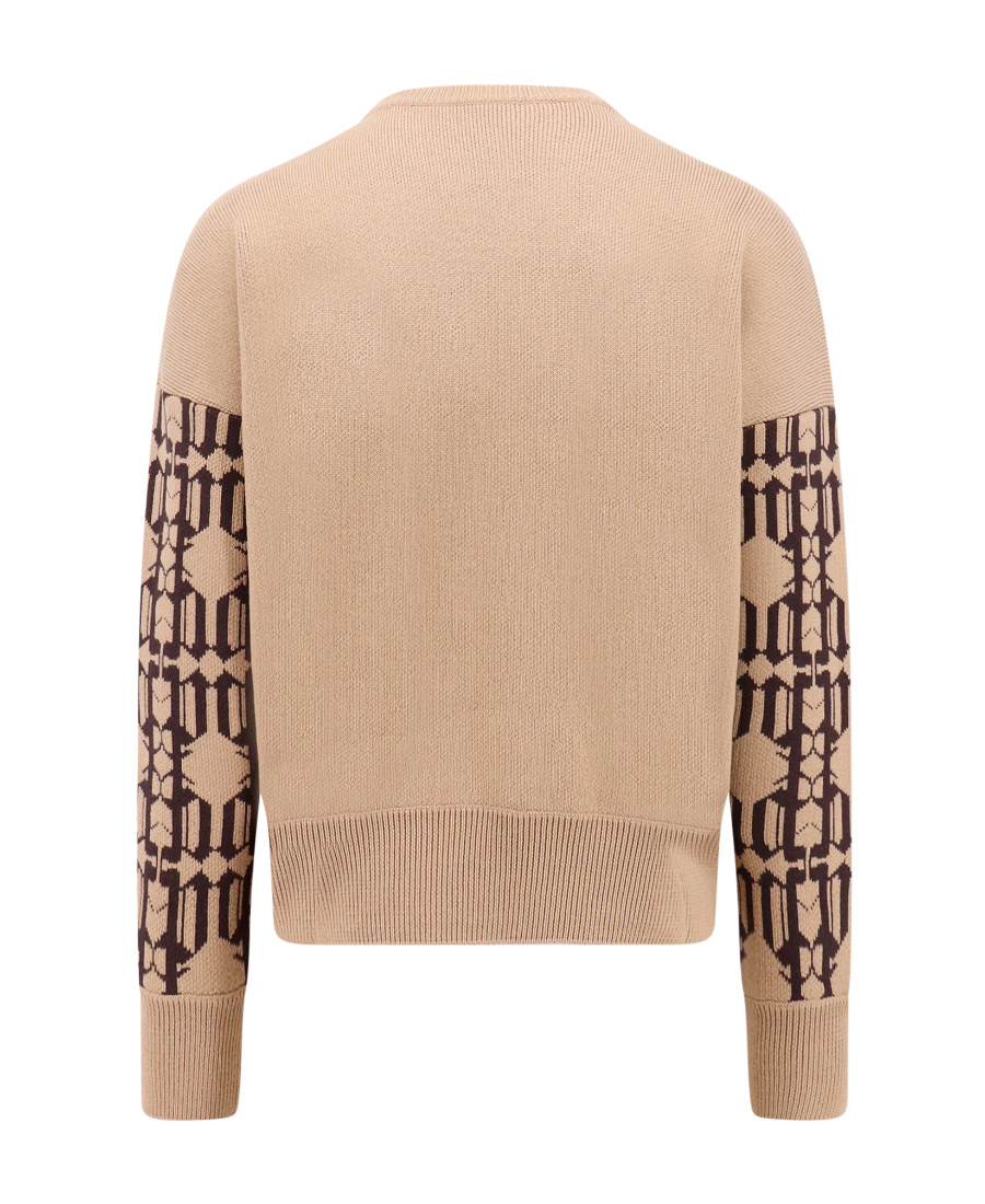 Palm Angels Embroidered Allover Monogram Jacquard Sweater In Nude