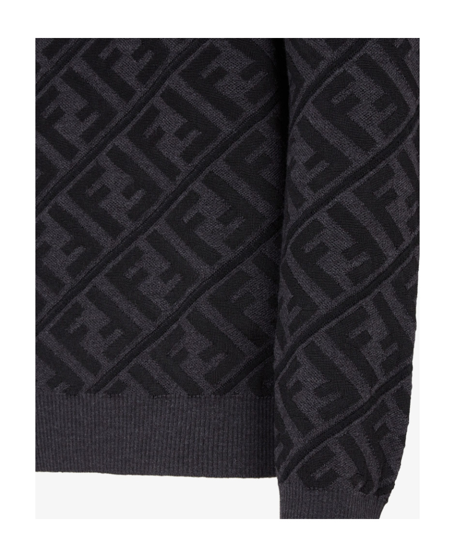 Fendi Ff Monogram-pattern Jumper In Black
