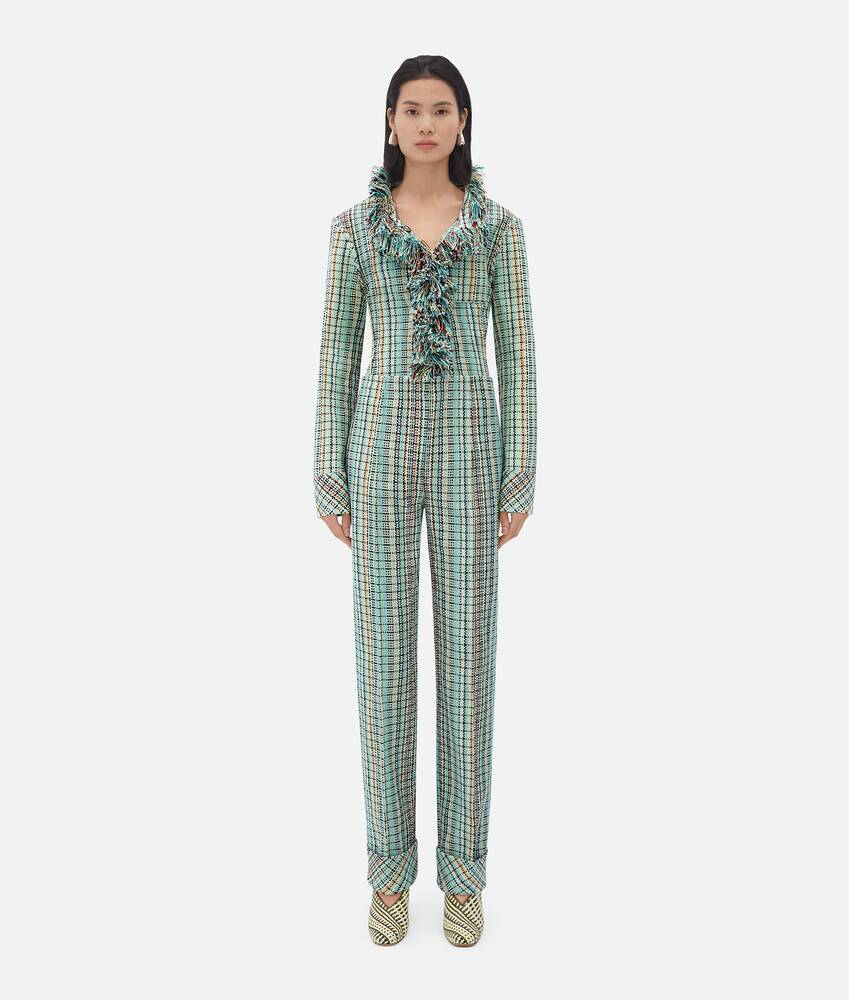 Bottega Veneta Tassel Plaid Casual Jacket In Gray