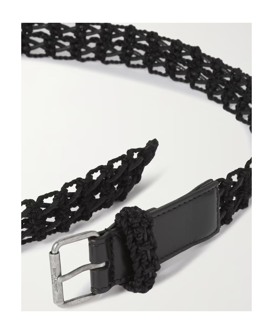 Saint Laurent Interwoven-design Buckle-fastening Belt In Black