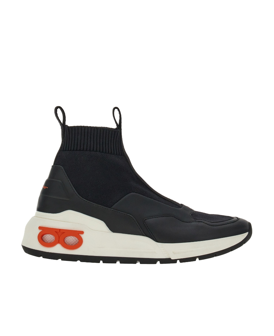 Ferragamo Black Cosma Sock High-top Sneakers Woman In Black