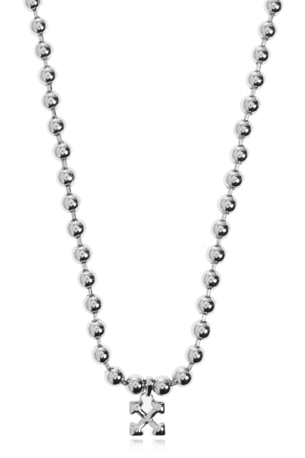 Off-white Arrows-motif Ball-chain Necklace In Metallic