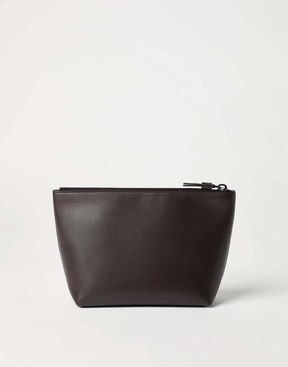 Brunello Cucinelli Shiny Calfskin Clutch With Pull Tab In Brown
