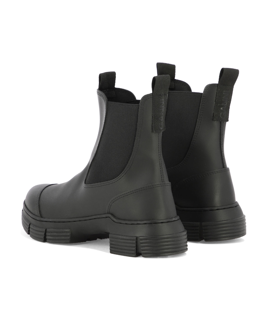 Shop Ganni Black Rubber City Boots
