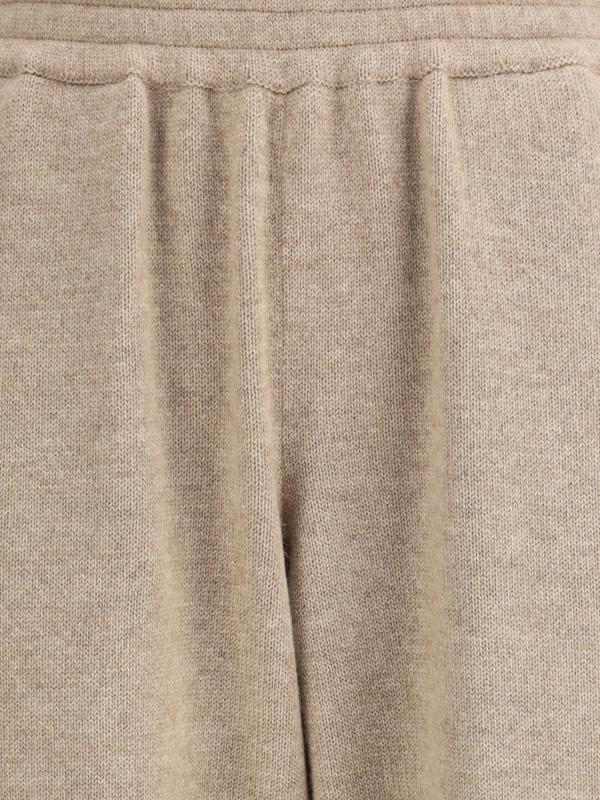 Brunello Cucinelli Ribbed Cuffs Cashmere Pants In Nude