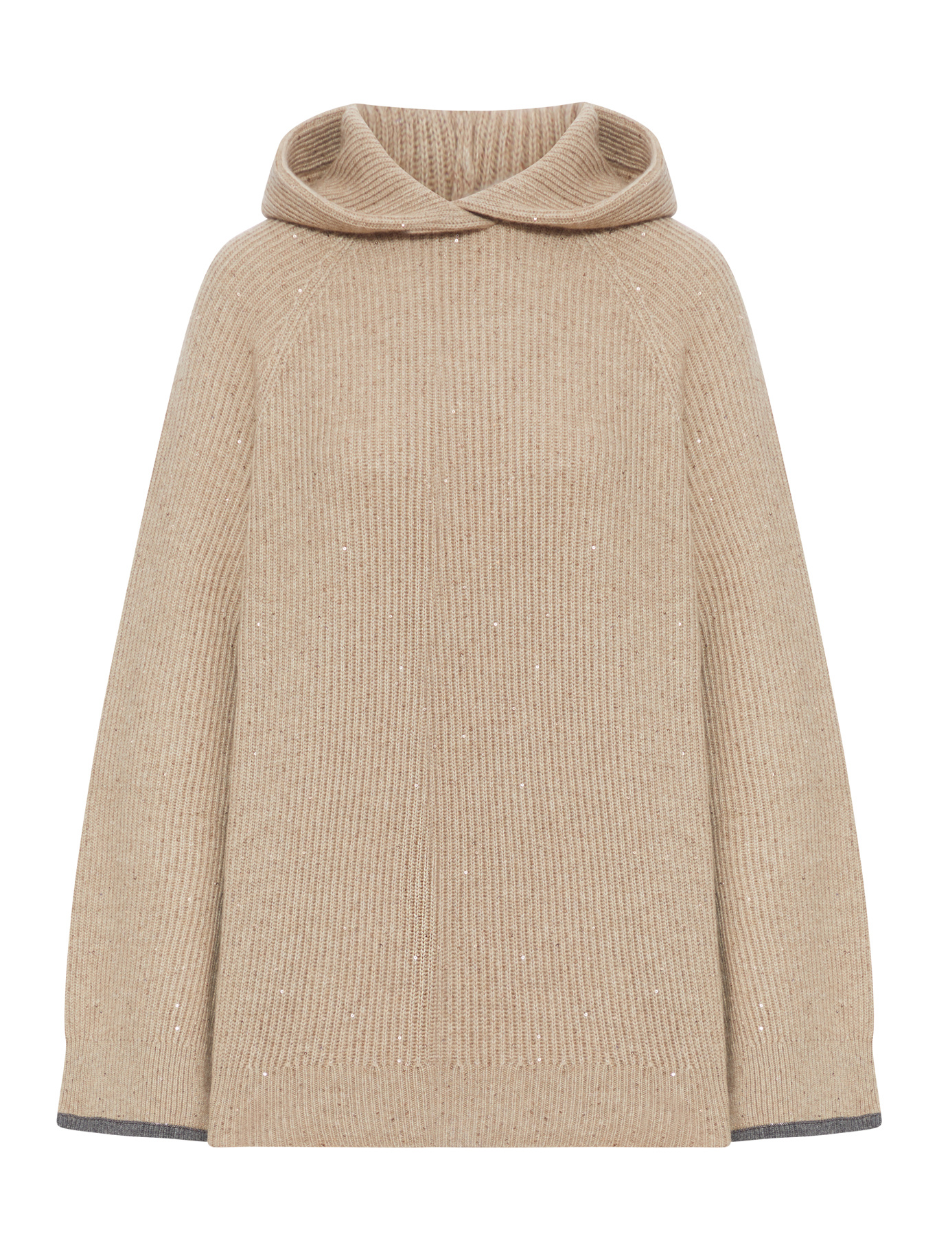 Brunello Cucinelli Sequin-embellished Hooded Cashmere Sweater In Brown