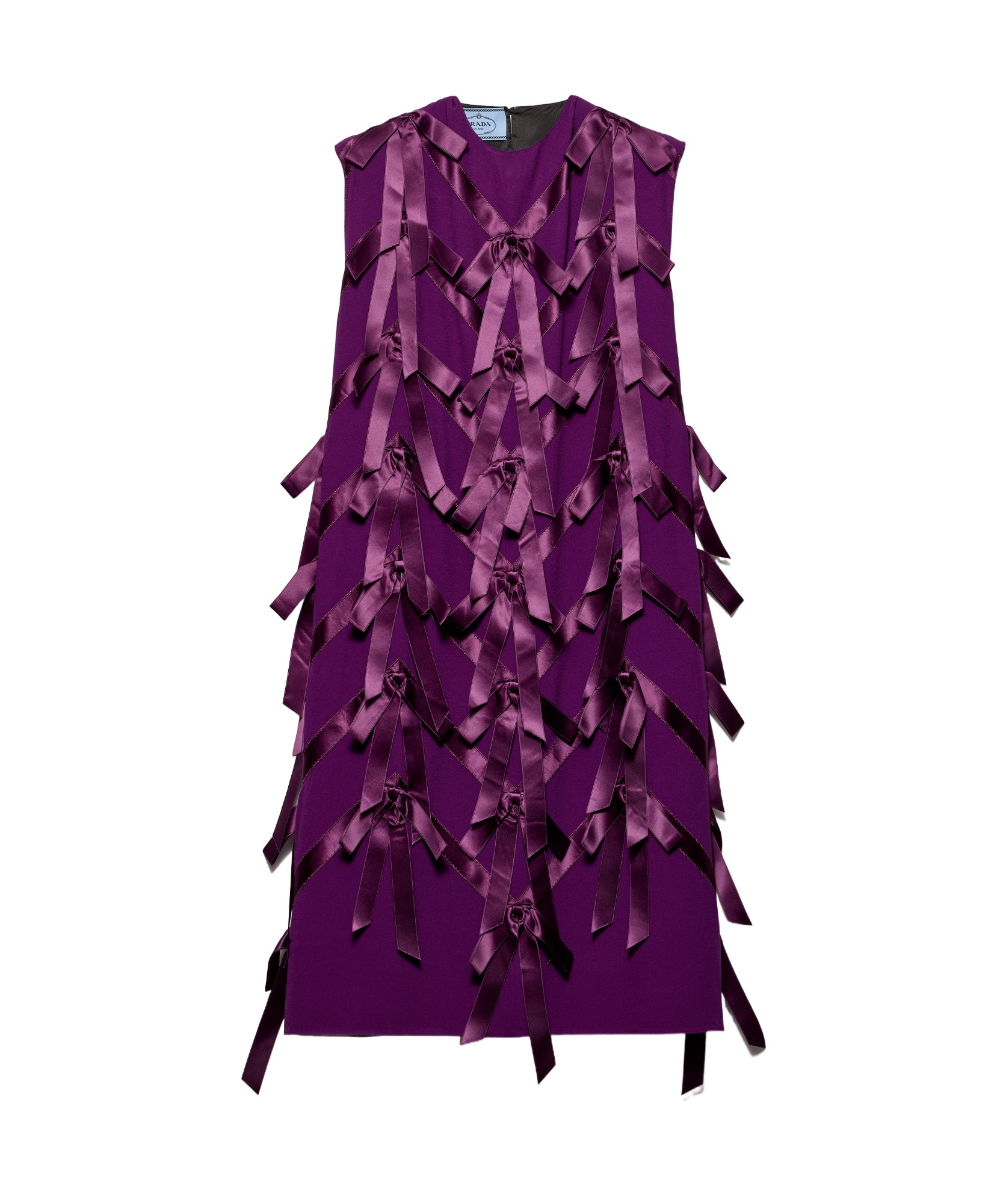 Prada Sablé Dress With Bows In Purple