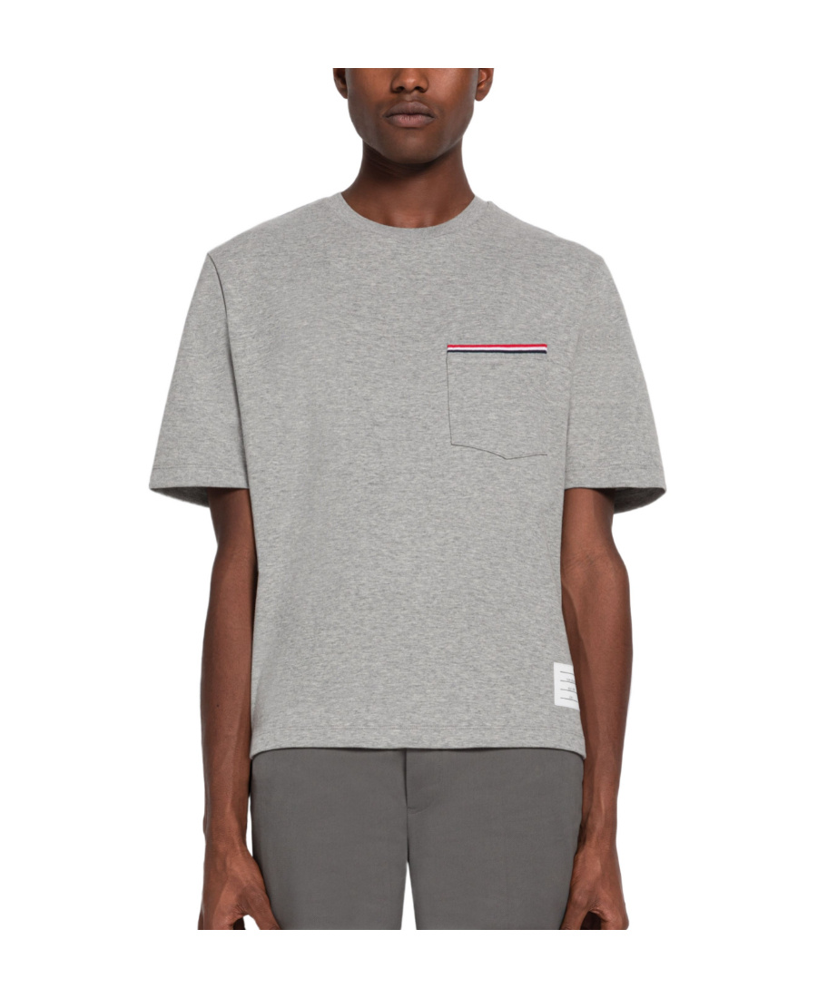 Thom Browne Tricolor Detail T-shirt - Grey In Gray