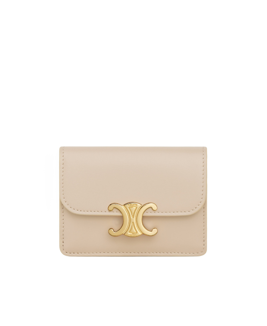 Celine Triomphe Flip Card Bag In Nude