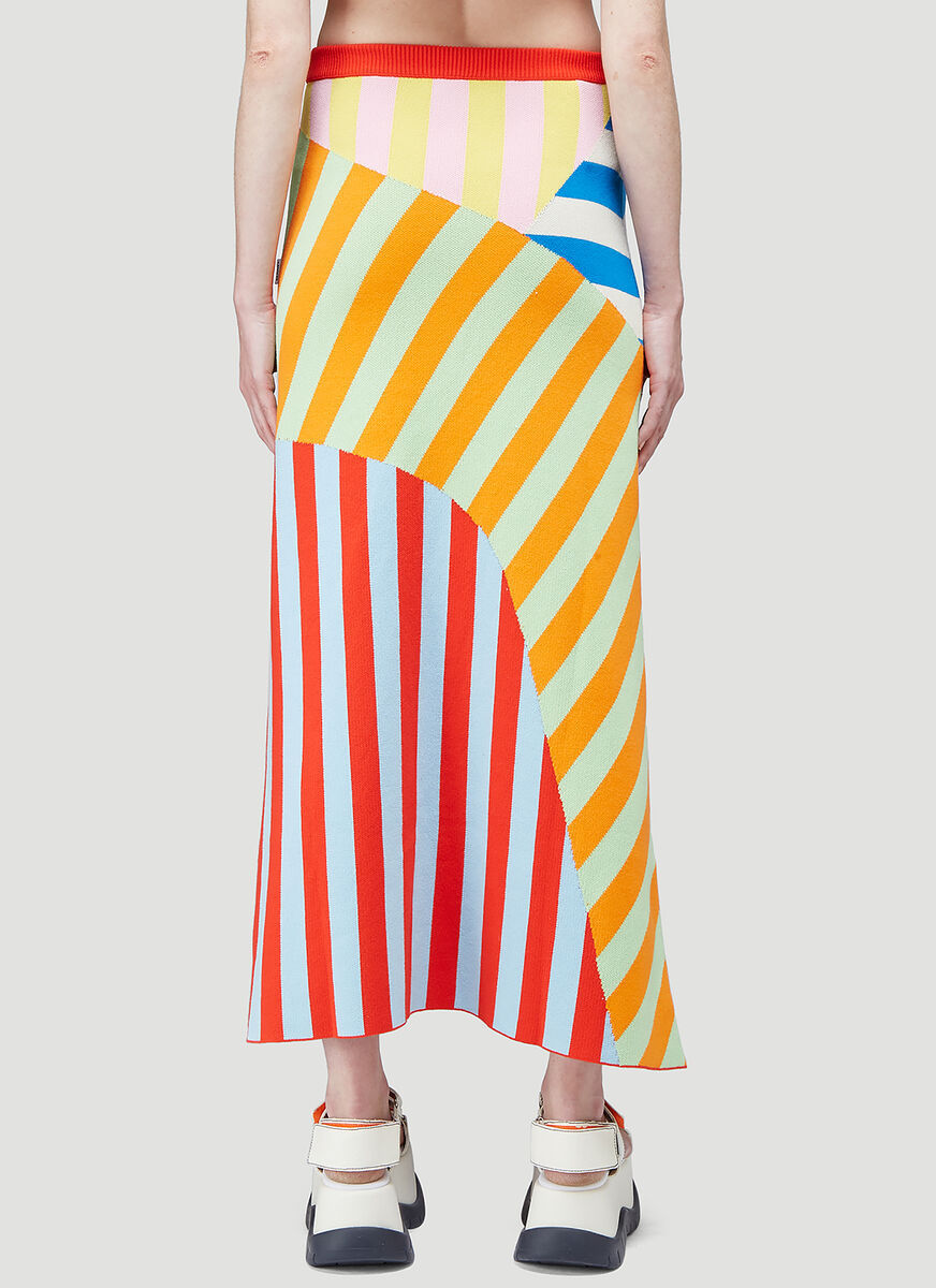 Sunnei Striped Panelled Midi Skirt In Multi