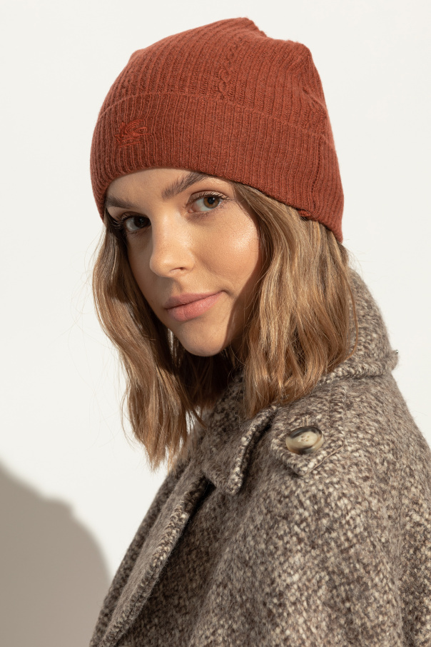 Etro Logo-embroidered Wool And Cashmere Beanie In Red