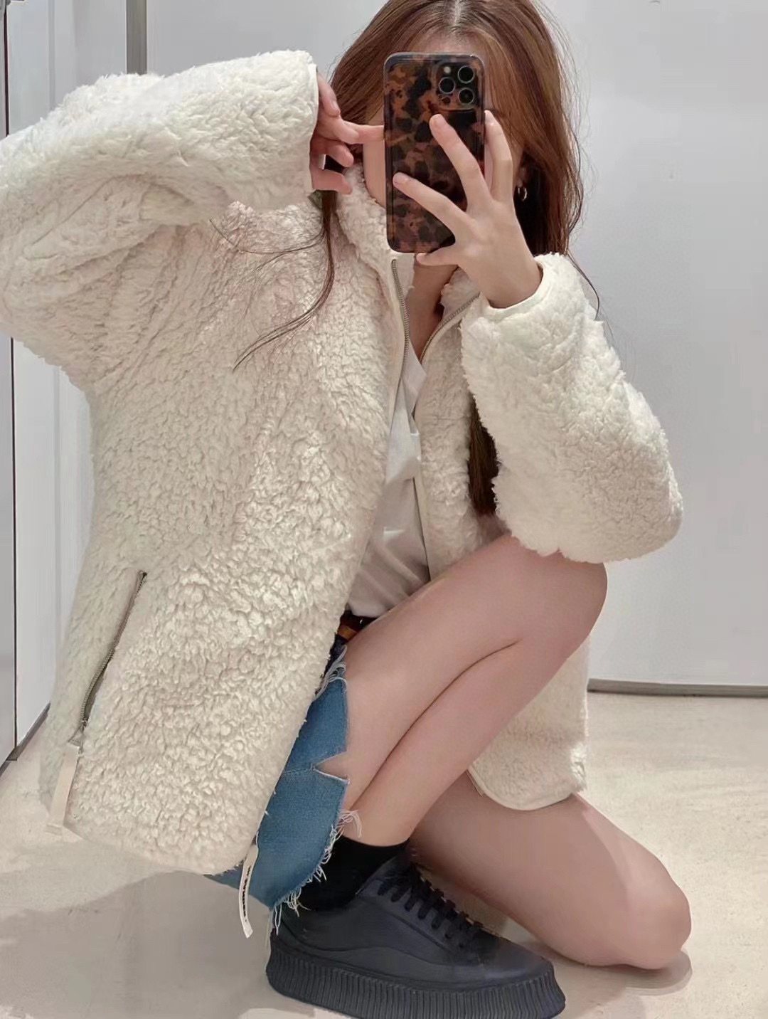 Jil Sander Zip-up Fleece Jacket In White