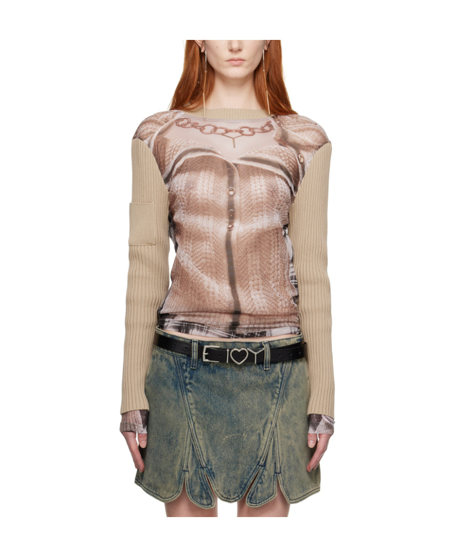 Y/project X Jean Paul Gaultier Trompe L'oeil Top In Nude