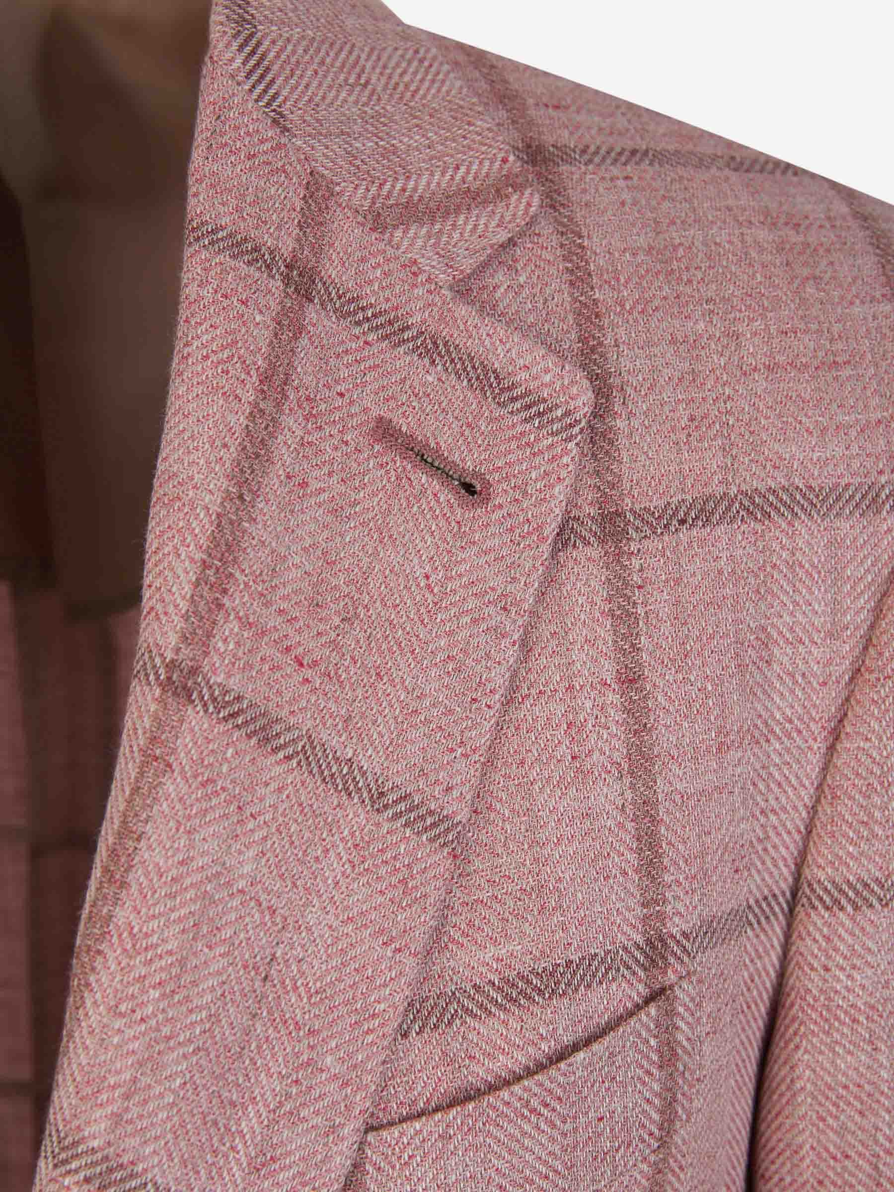 Canali Checked Blazer In Nude