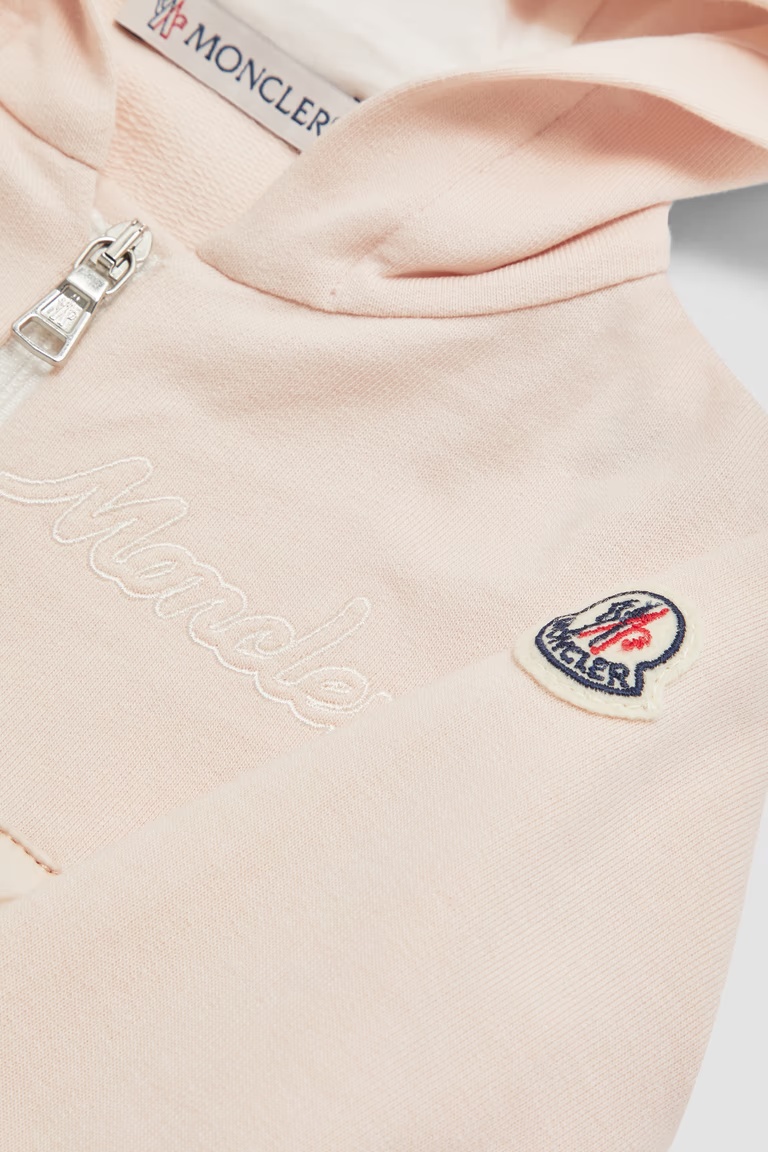 Moncler Embroidery Logo Cotton Sportswear Set In Pink