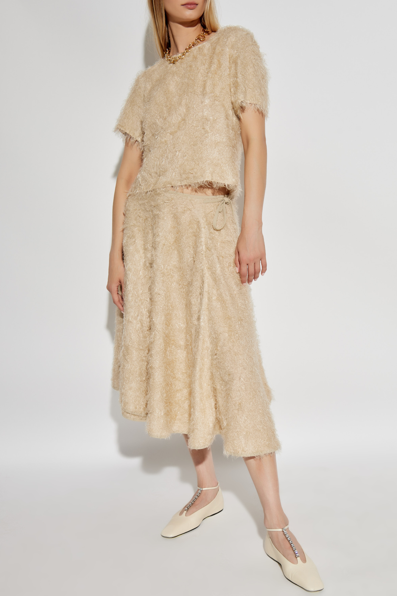By Malene Birger Biancos Seersucker Maxi Skirt In Nude