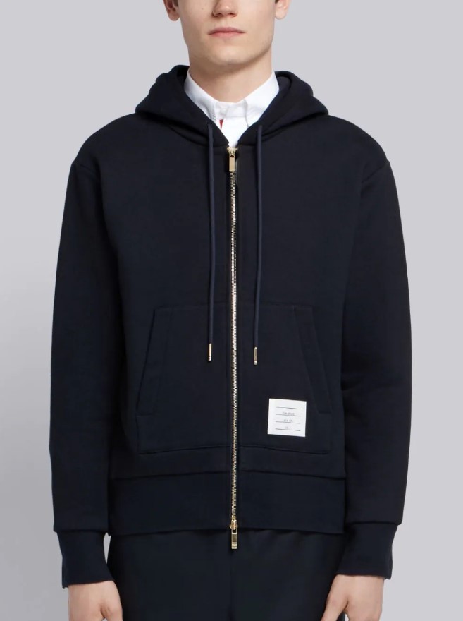 Thom Browne Center-back Stripe Loopback Hoodie In Black