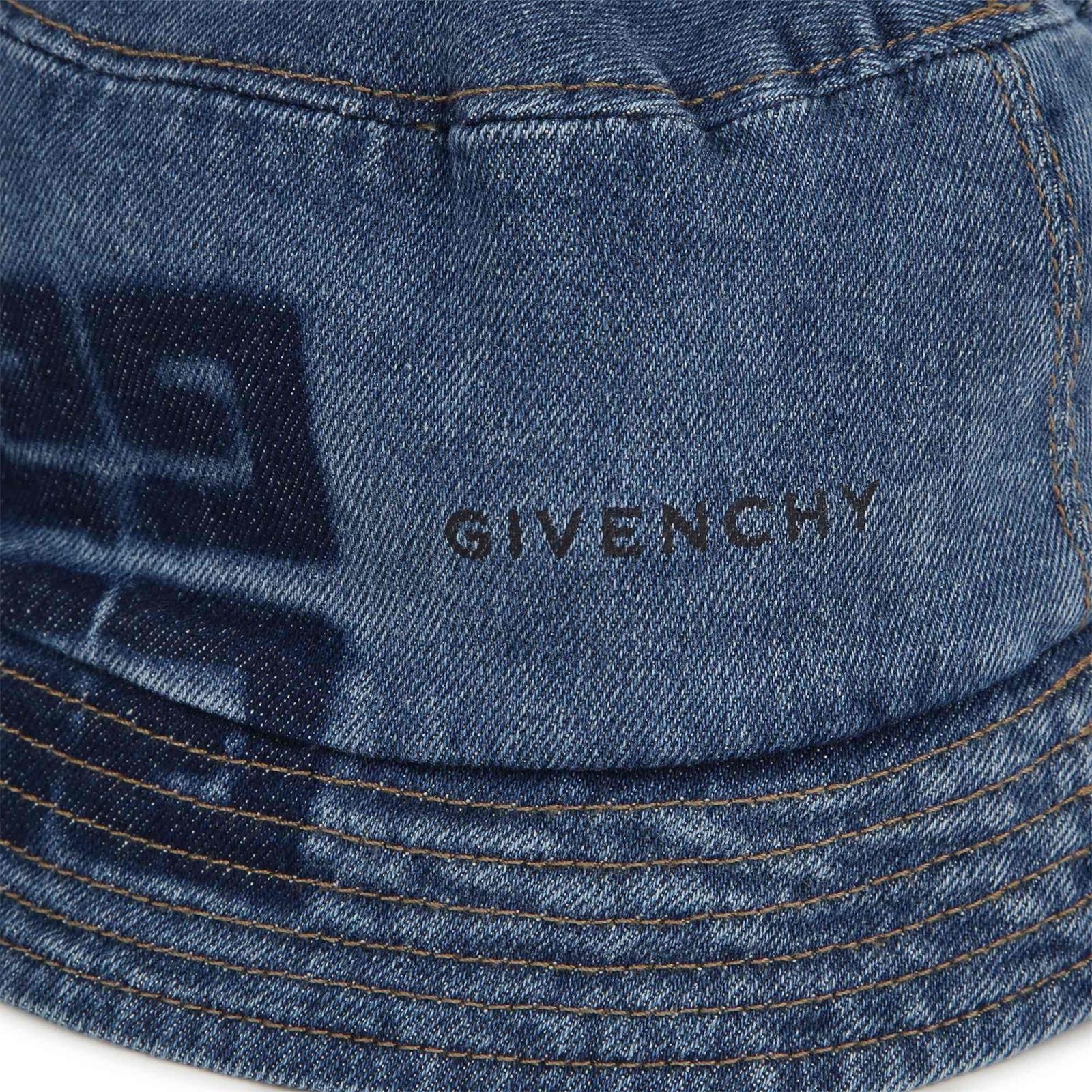 Givenchy Kids Dropped Narrow Brim Denim Bucket Hat In Blue