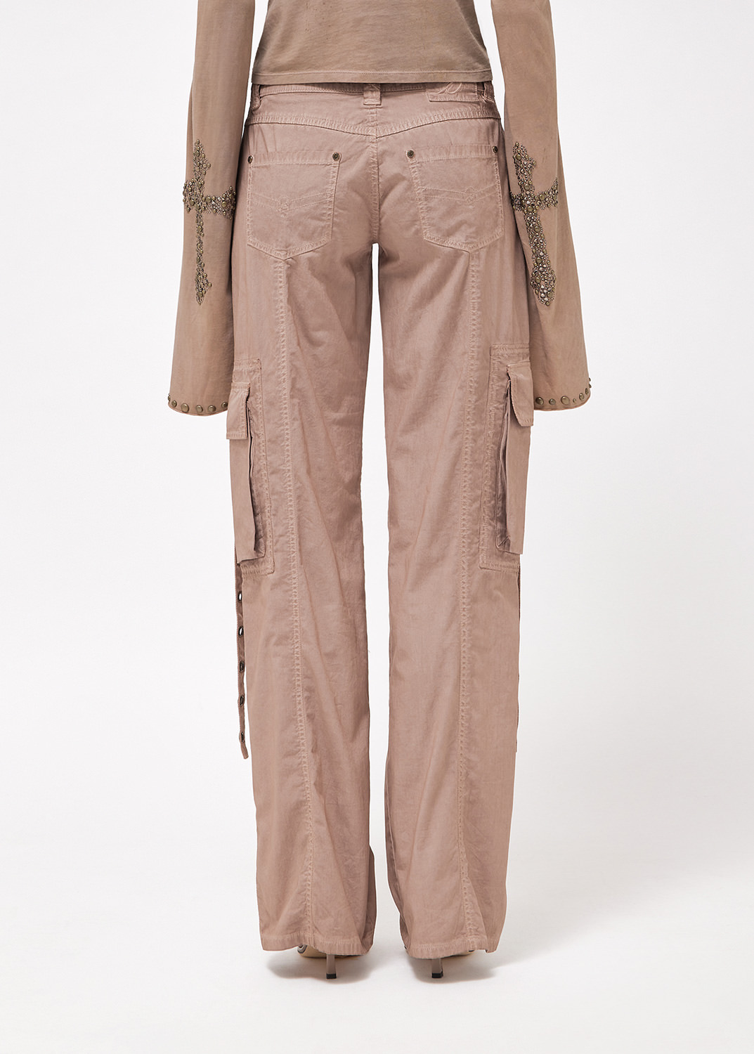 Blumarine Ruffled-trim Wide-leg Trousers In Nude