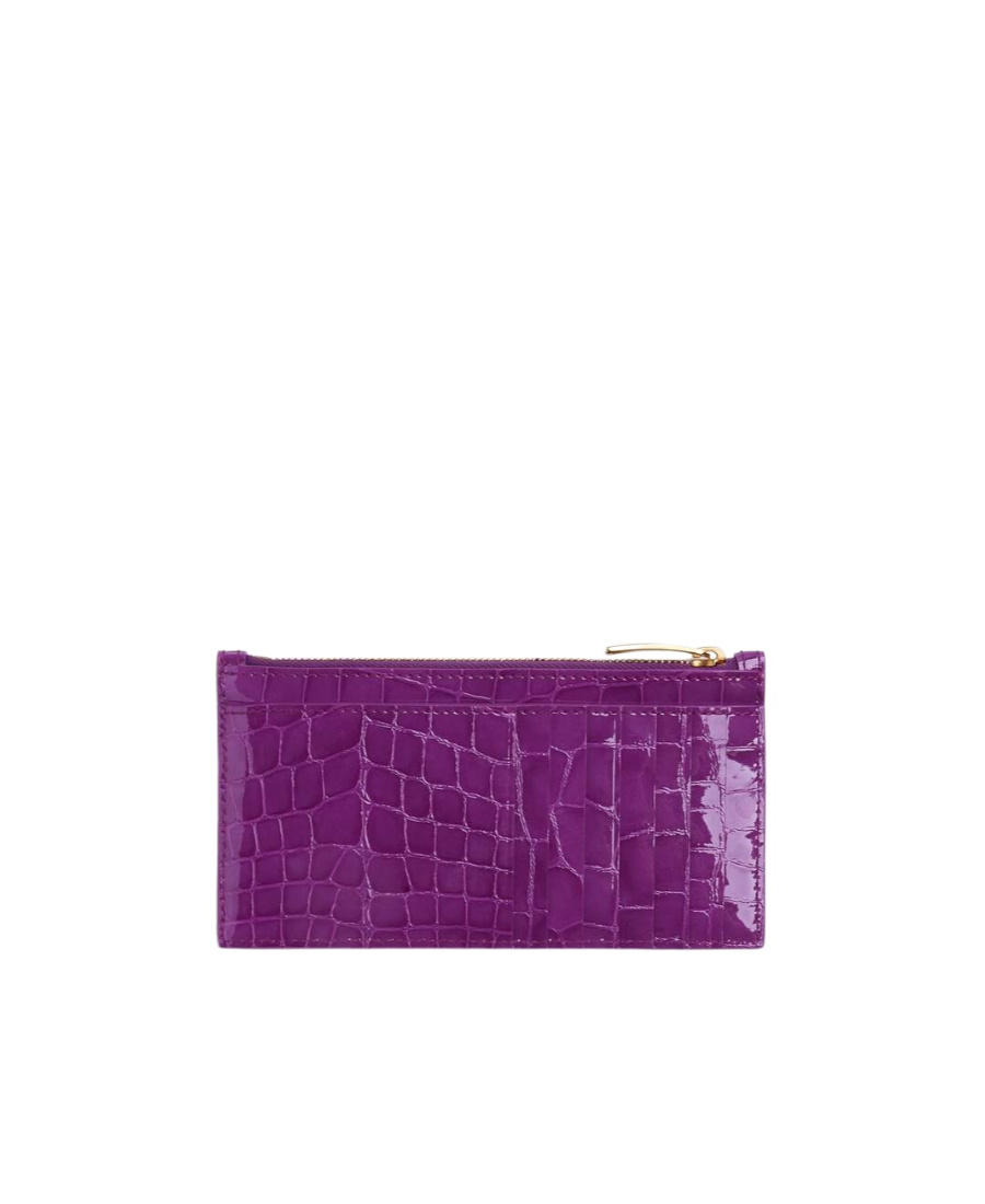 Bottega Veneta Long Zipper Card Bag In Purple