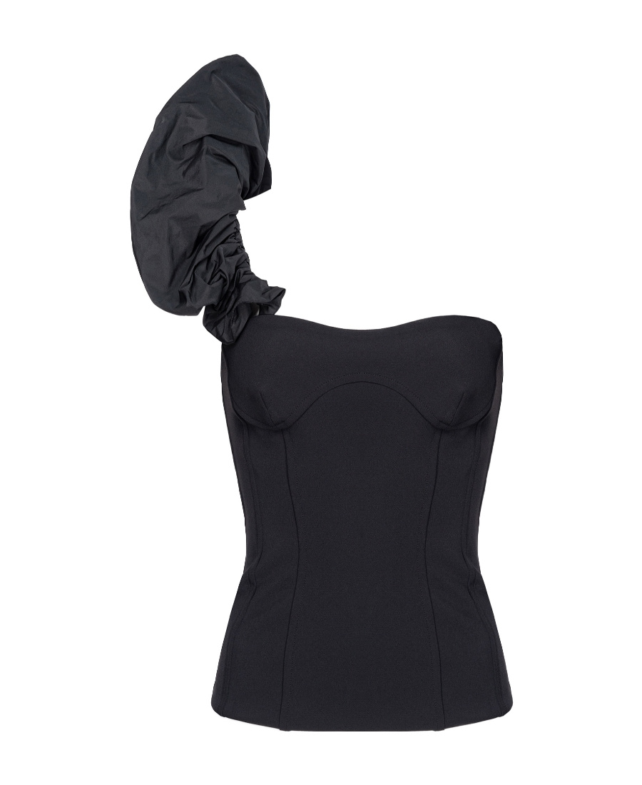 Pinko Asymmetric Corset-style Top In Black