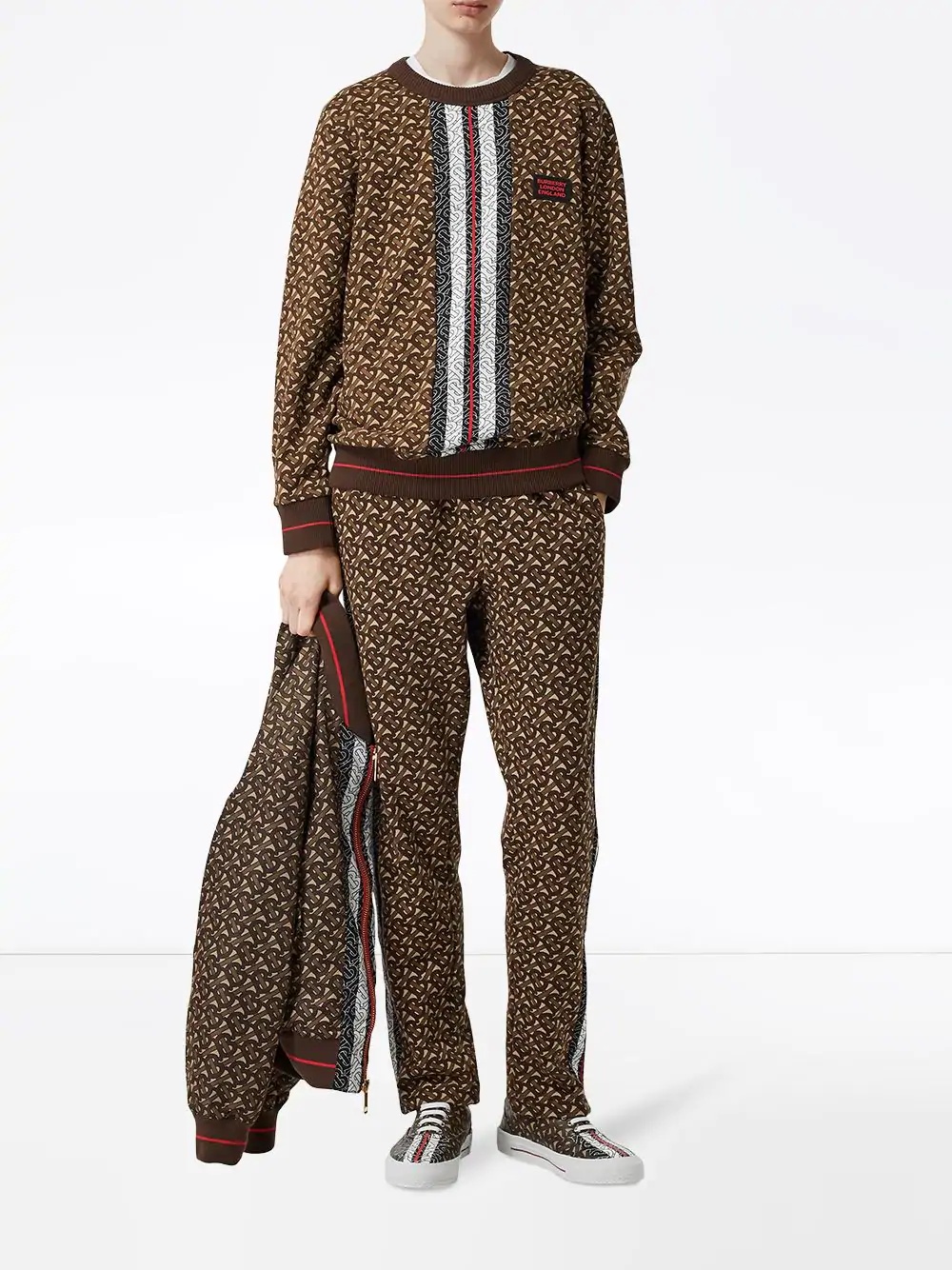 Burberry Monogram Stripe Print Cotton Oversized Sweatshirt In Multicolor