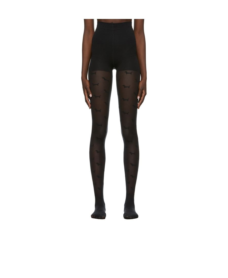Thom Browne Hector-motif Tights In Black