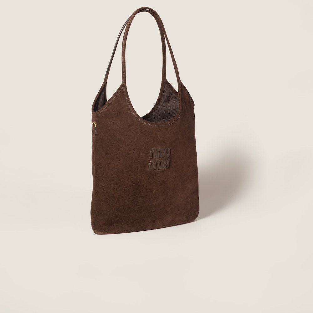 Miu Miu Ivy Suede Bag In Brown