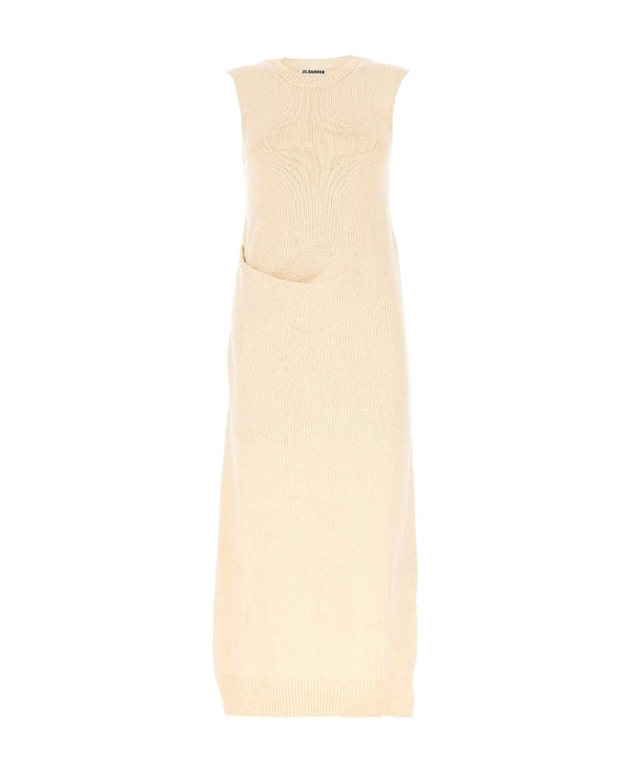 Jil Sander Ivory Japanese Cotton Dress In Nude