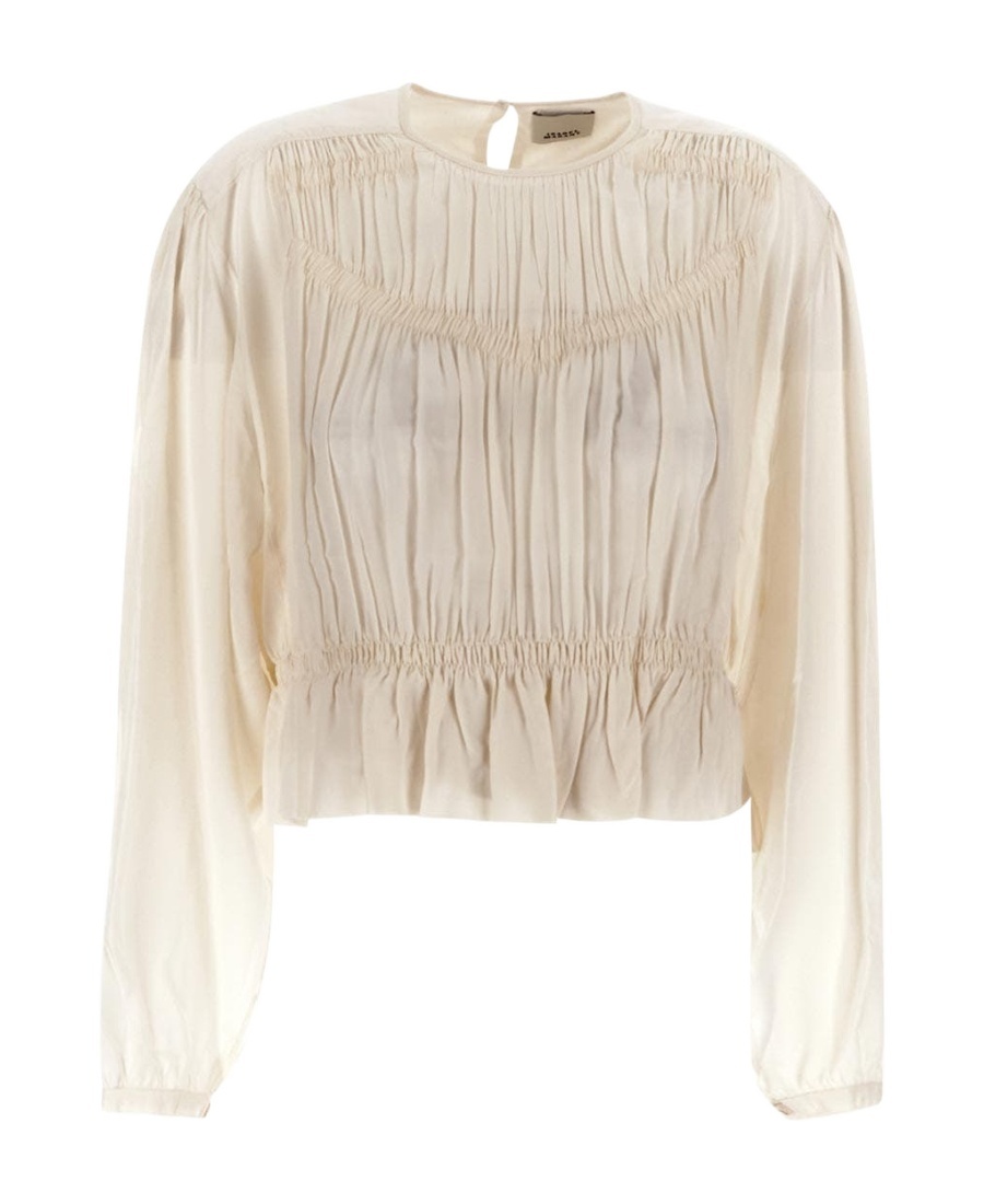 Shop Isabel Marant Round Collar And Long-sleeved T-shirt In Nude