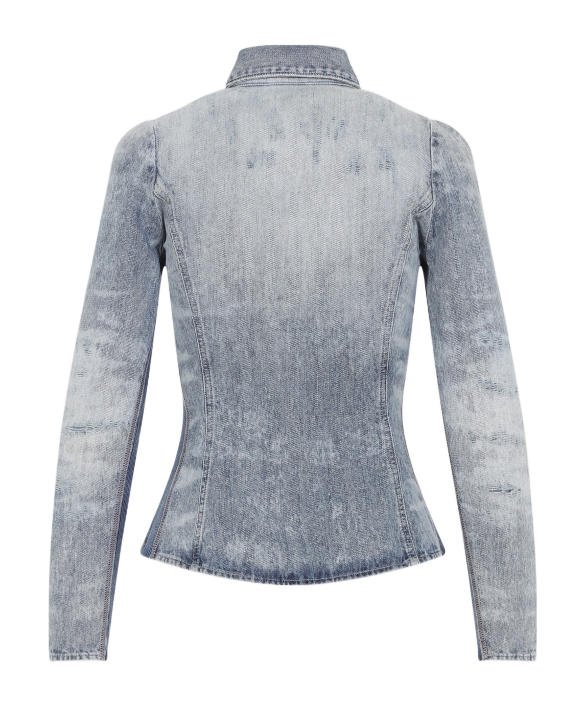 Diesel Distressed Long Sleeve Fitted Top In Gray
