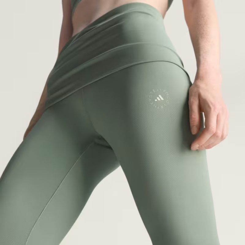 Adidas By Stella Mccartney Truestrength Splitcuff Leggings In Green