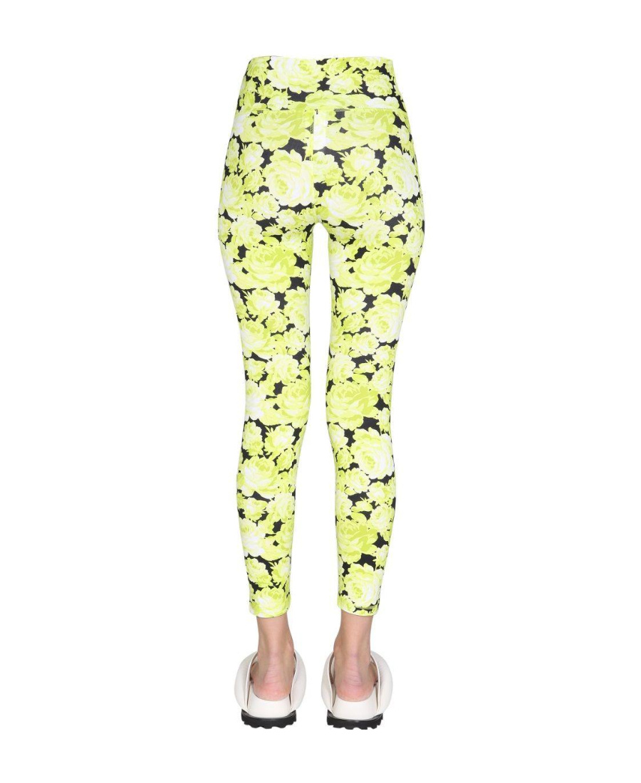 Msgm High-waist Floral Leggings In Yellow