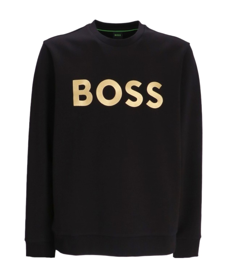 Hugo Boss Logo-embroidered Cotton-blend Sweatshirt In Black