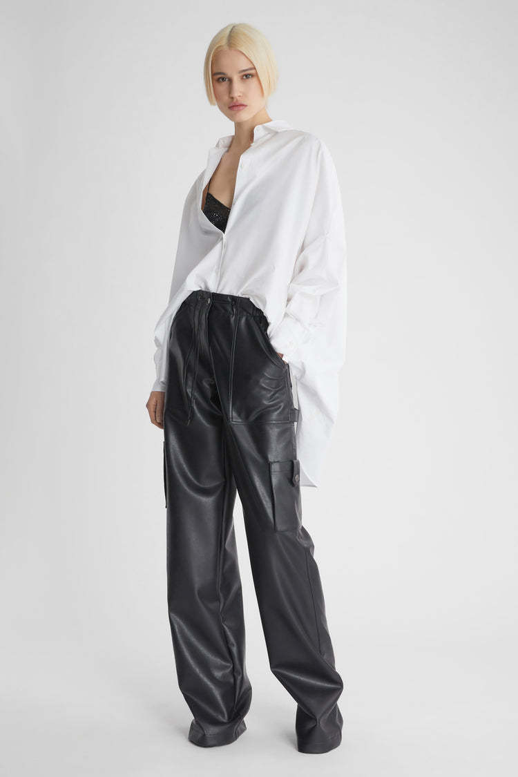 Ermanno Scervino Drawstring-waist Faux-leather Trousers In Black