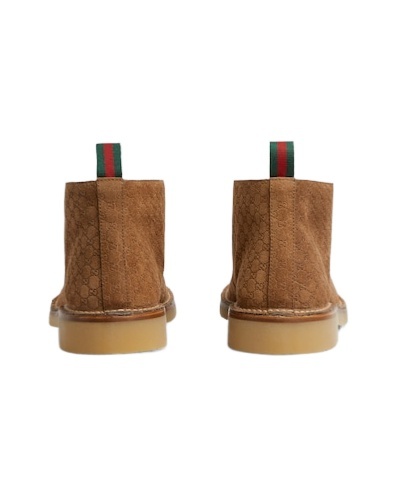 Gucci Brown Oxford Shoes With Web Detail On The Heel And Low Heel In Gg Canvas Man In Brown