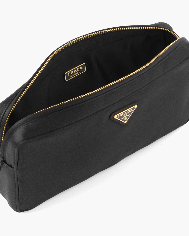 Prada Triangle-logo Jewellery Case In Black