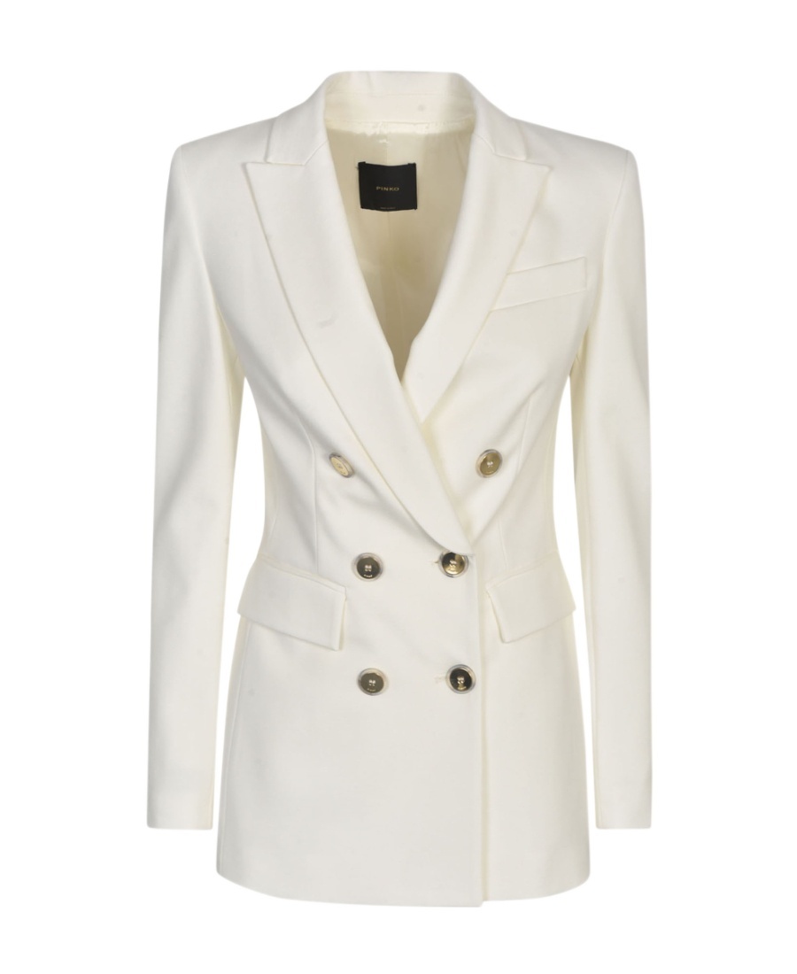 Pinko Glorioso Double-breasted Full Milano Blazer In White