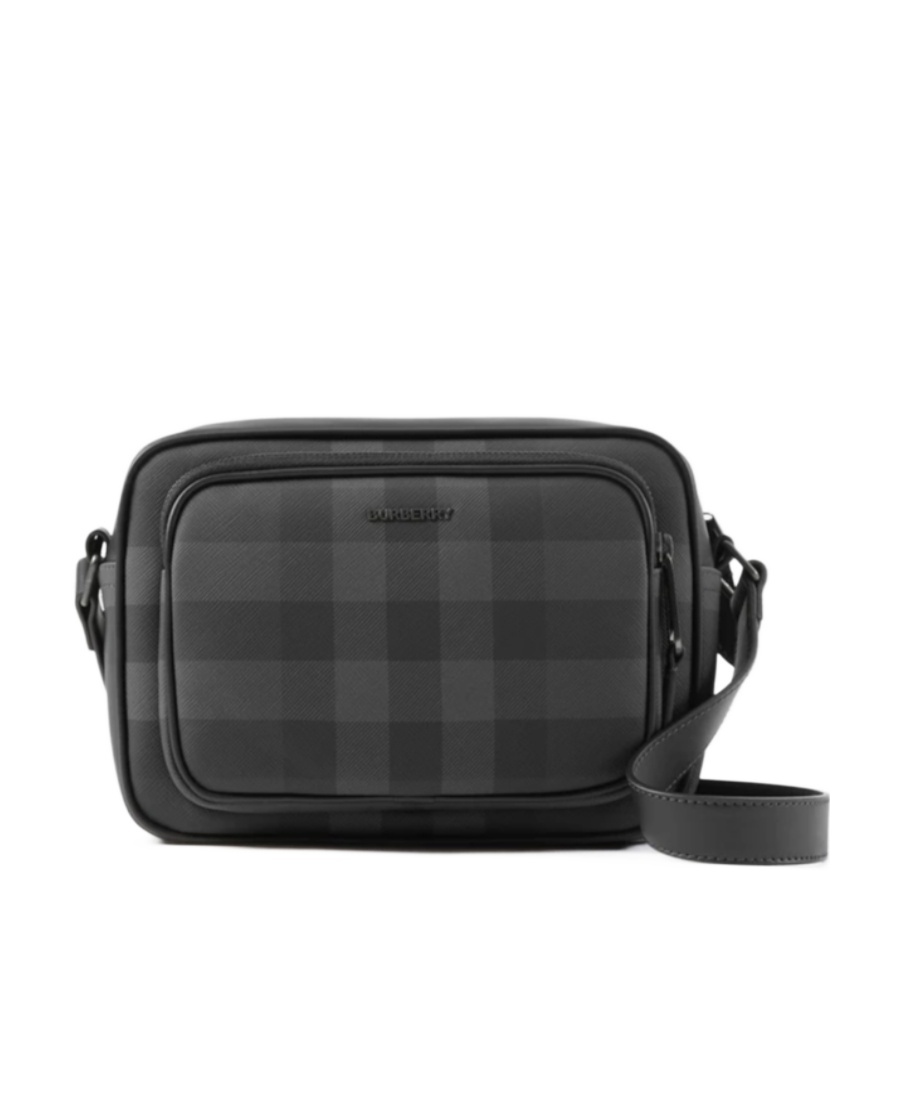 Burberry Paddy Leather Messenger Bag In Gray