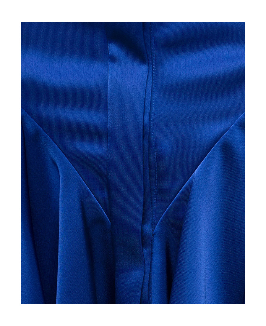 Shop Attico The Ruffled Hem Satin Mini Dress In Blue