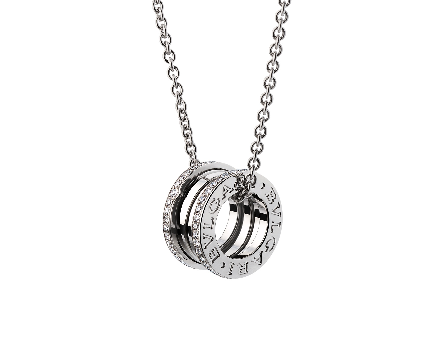 Bvlgari White Gold And Diamond B. Zero1 Necklace In White